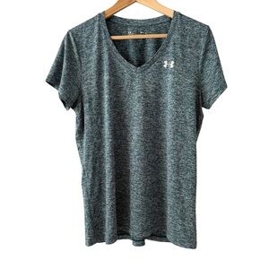 Under Armour Women's Green Heathered V-Neck Short Sleeve Tee